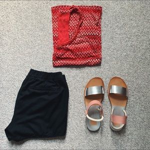 XS Lucky Brand Sleeveless Red Chevron Top